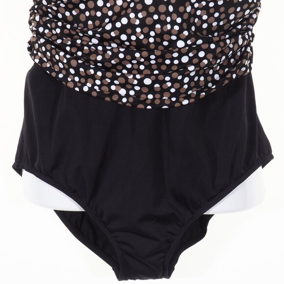 Catalina Swimsuit 18 W 20 W Piece Black Brown White Rouched Set in Bra 2X NWOT - Picture 4 of 10